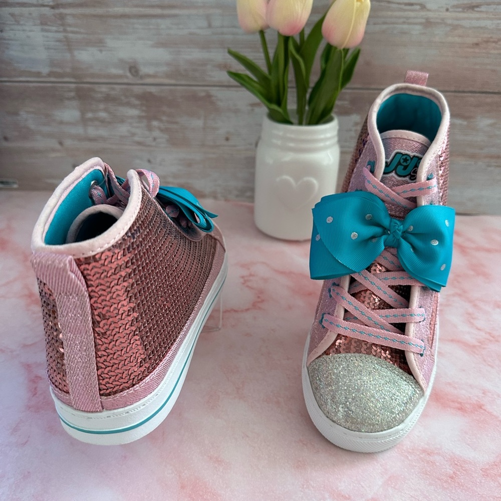 đź’ JoJo Siwa Shoes - Girls Pink Sequined High Top Sneakersđź’ - Picture 3 of 8